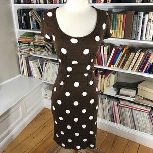 Boden Brown & White Polka Dots Knit Midi Dress!
